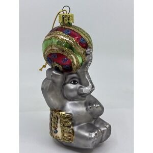 Mouth Blown Glass Circus Elephant Ball Christmas Ornament Vtg Animal  5"